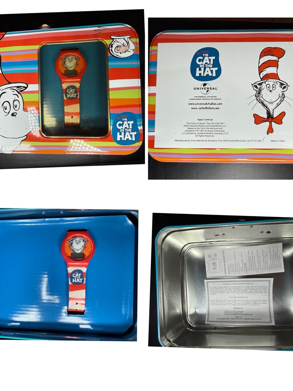 Vintage Dr. Seuss The Cat in the Hat Watch with Decorative Lunchbox